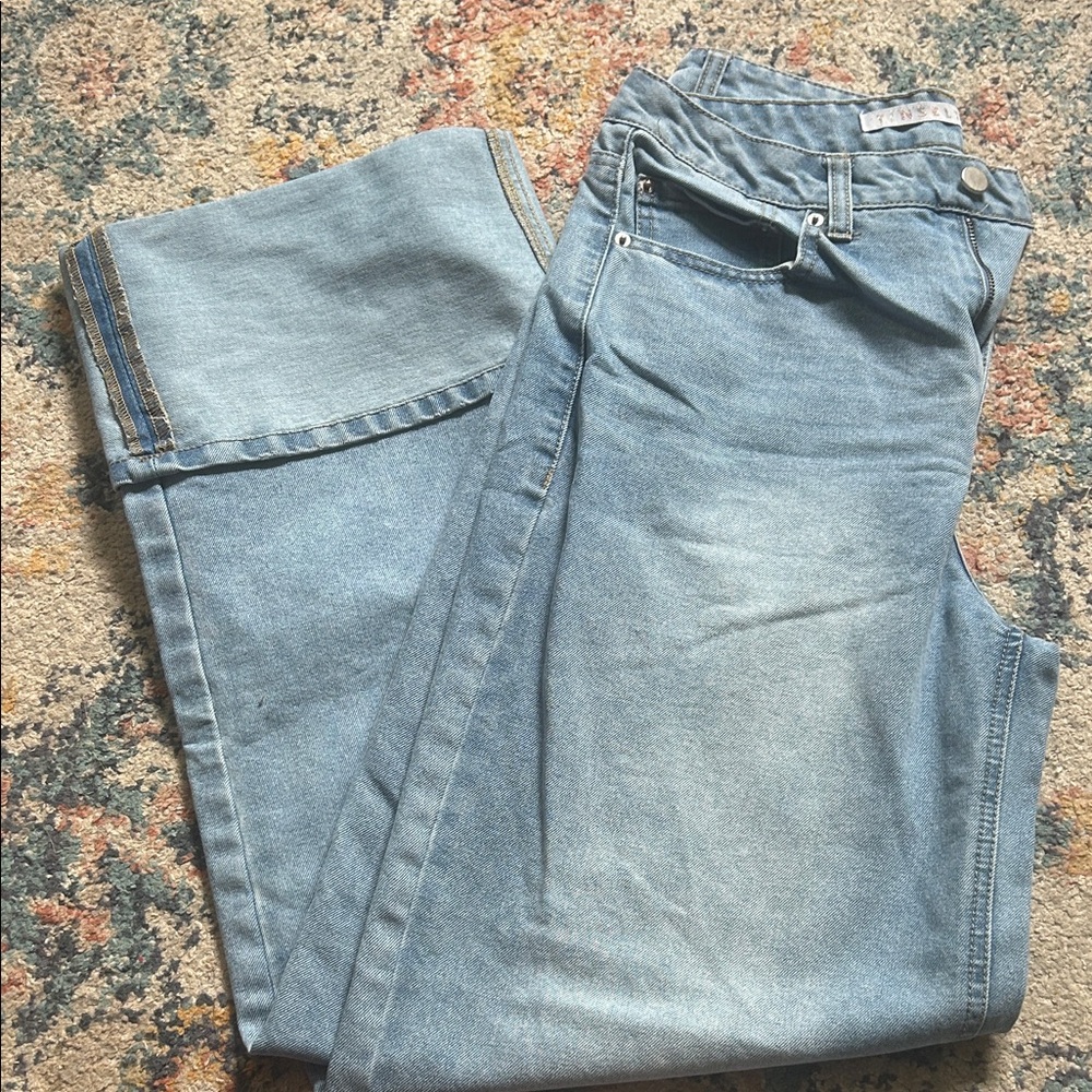 Light Blue Denim Jeans Cuffed